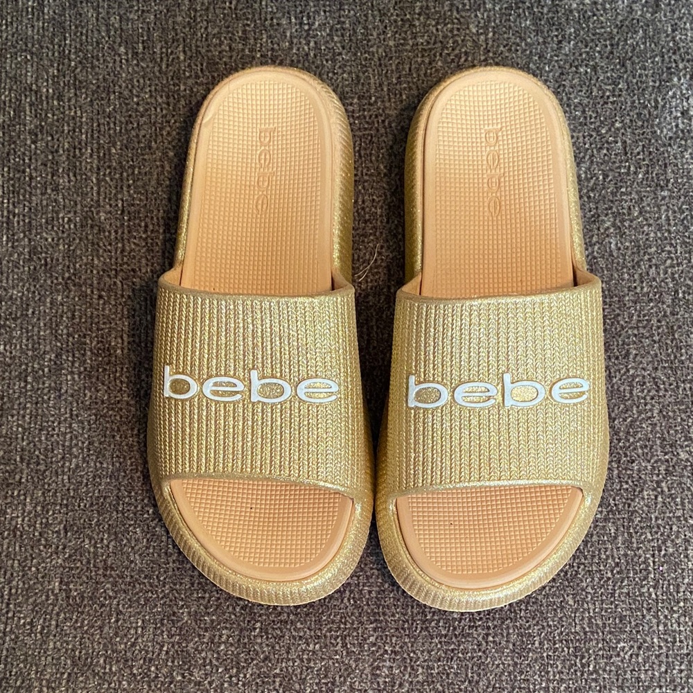 Bebe Shimmering Gold Women's Slippers